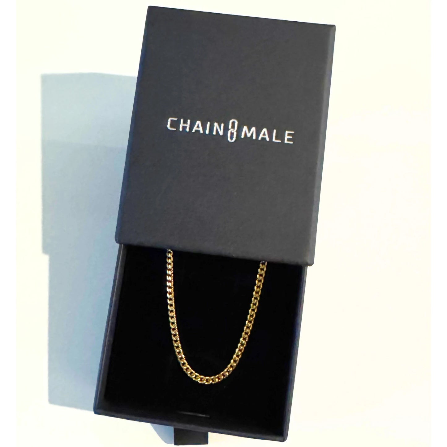 Chain Male gold 3mm curb chain necklace in branded gift box, 18ct gold plated men's jewellery Australia