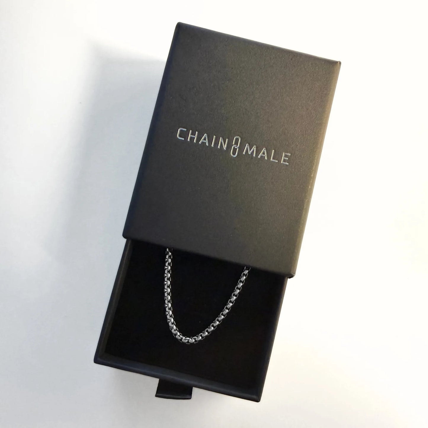 Chain Male silver rolo chain necklace in branded gift box, men's stainless steel jewellery Australia