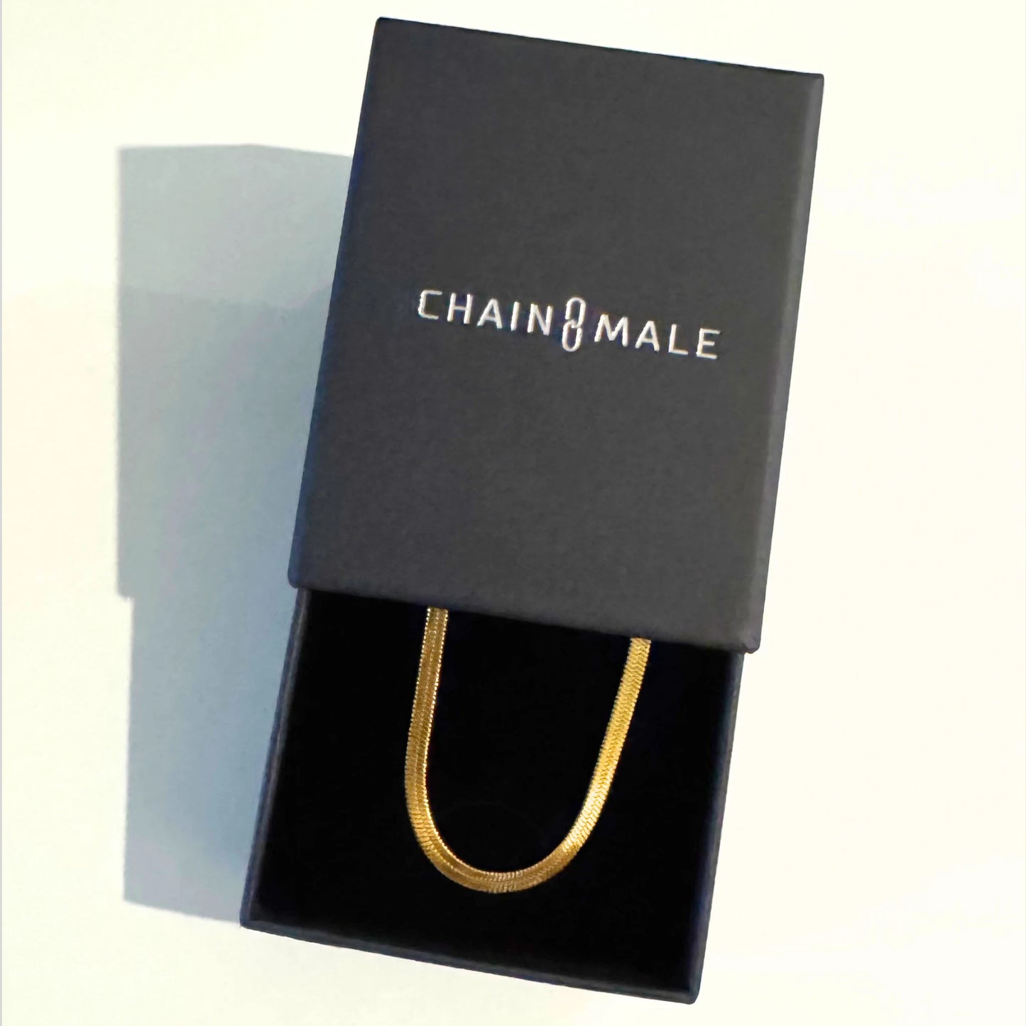 Chain Male gold 3mm snake chain necklace in branded gift box, gold plated men's stainless steel jewellery