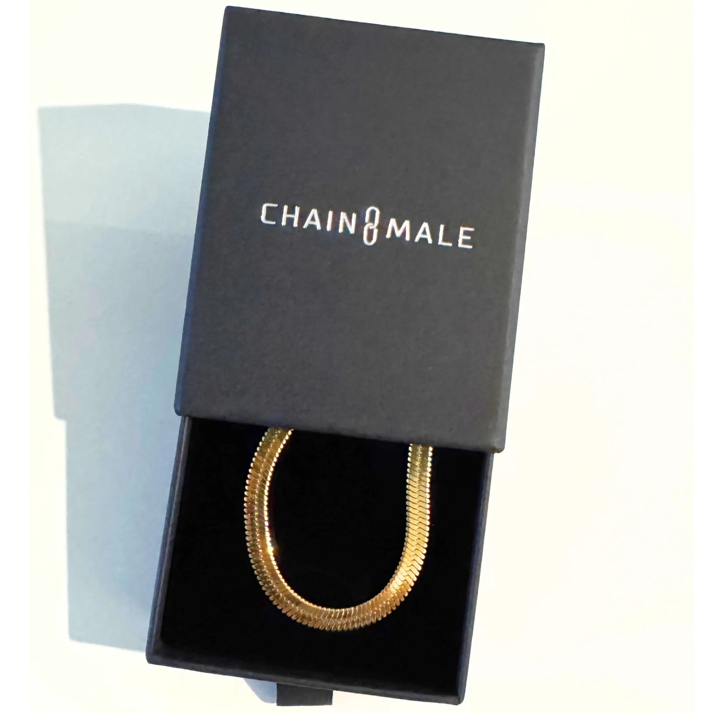 Chain Male gold 5mm snake chain necklace in branded gift box, gold plated stainless steel men's jewellery