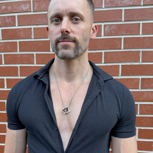 Black & Silver Geo Pendant Necklace