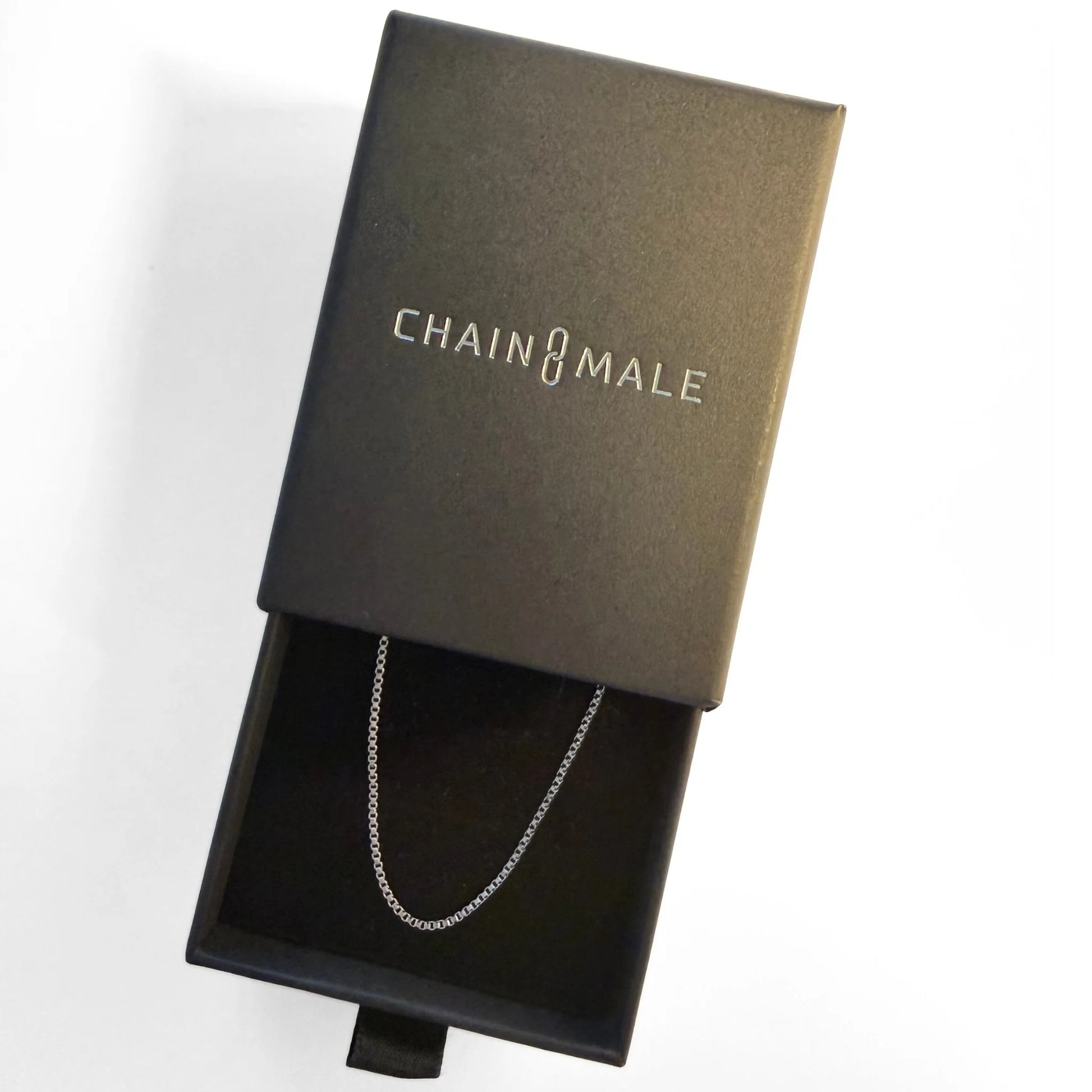 Chain Male silver 1.2mm box chain necklace in branded gift box, men's stainless steel jewellery Australia