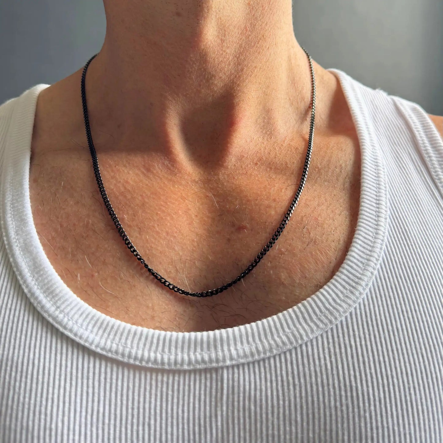 Black 3mm Curb Chain Necklace