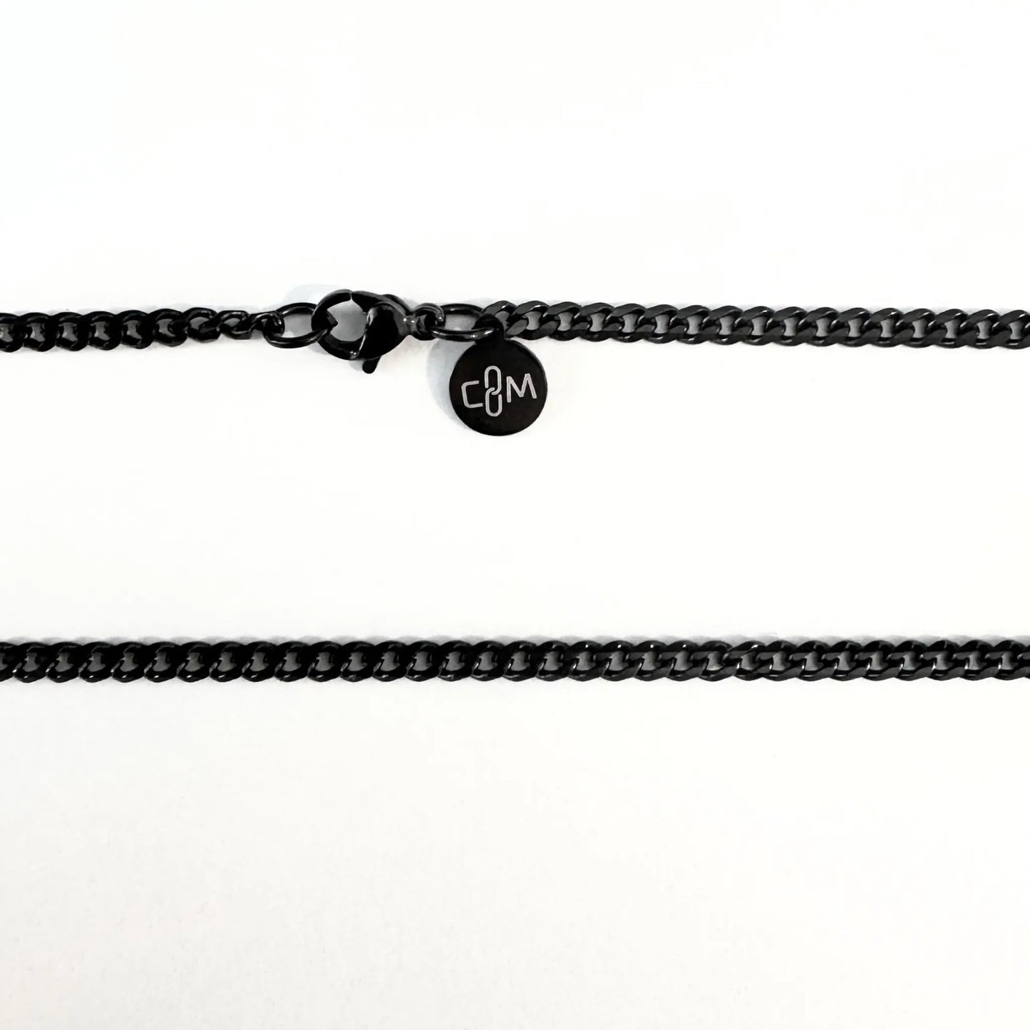 Black 3mm Curb Chain Necklace