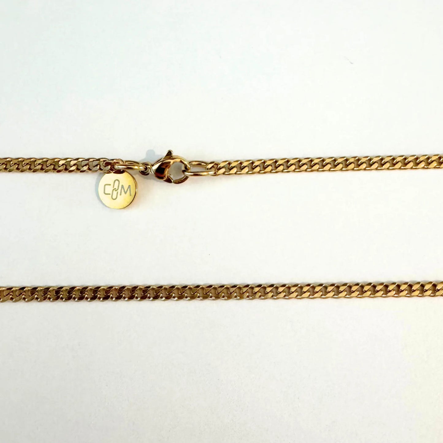 Gold 3mm Curb Chain Necklace