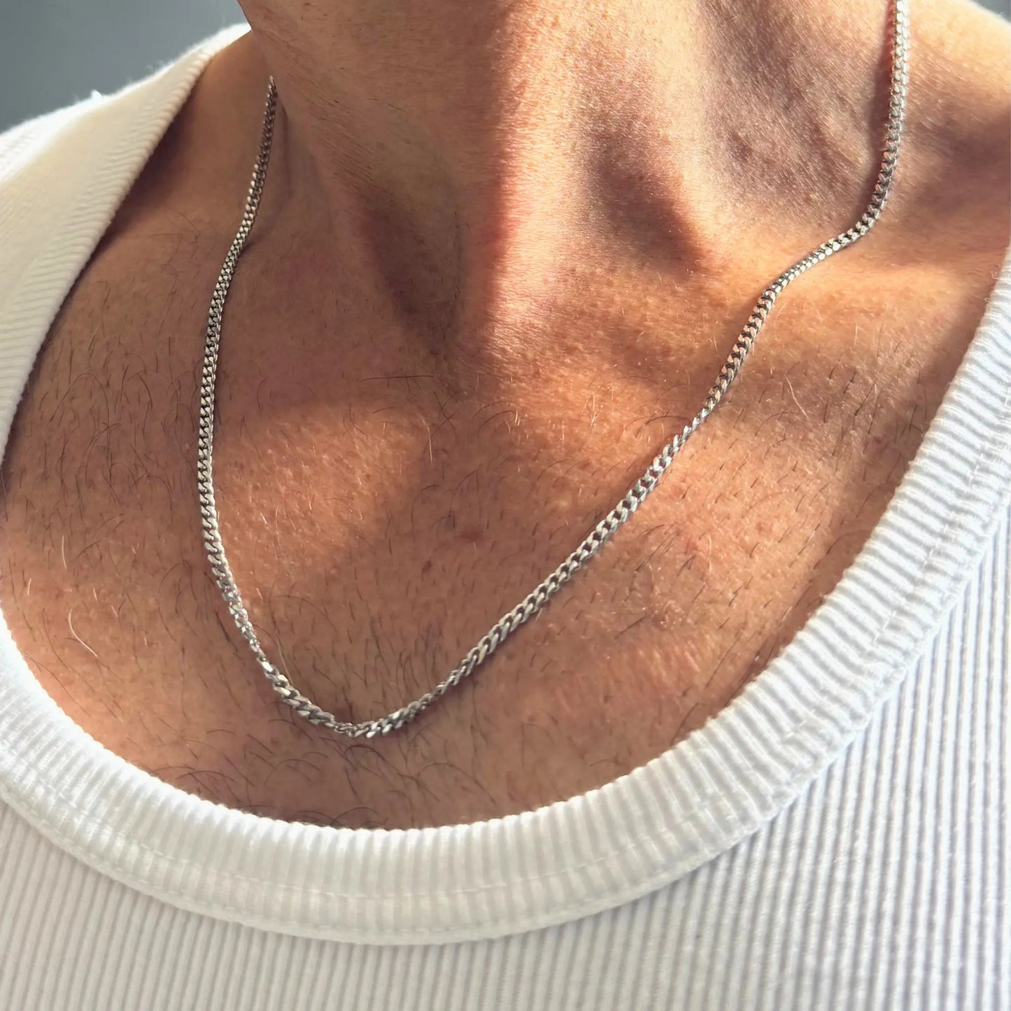 Silver 3mm Curb Chain Necklace
