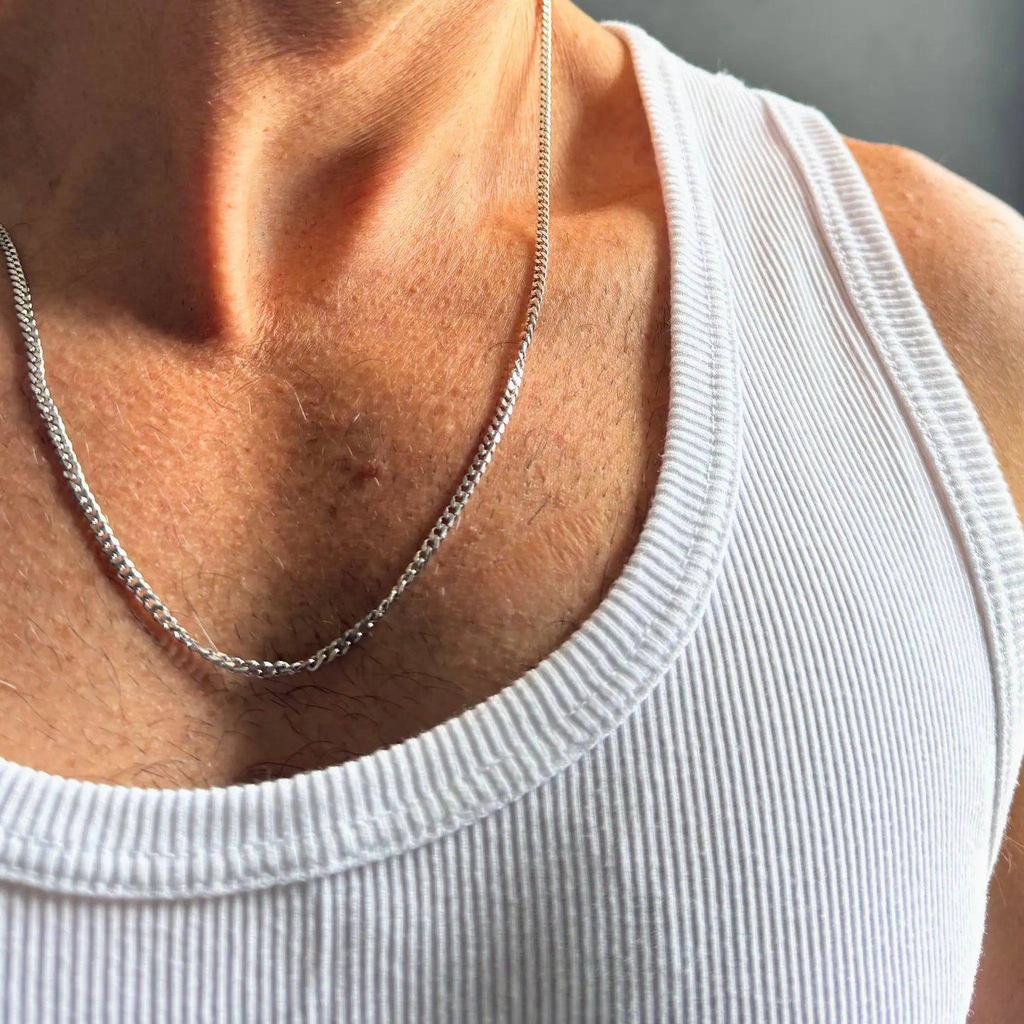 Silver 3mm Curb Chain Necklace