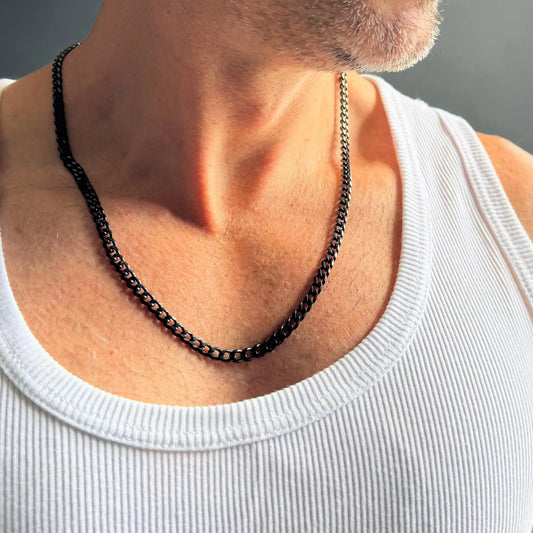 Black 5mm Curb Chain Necklace
