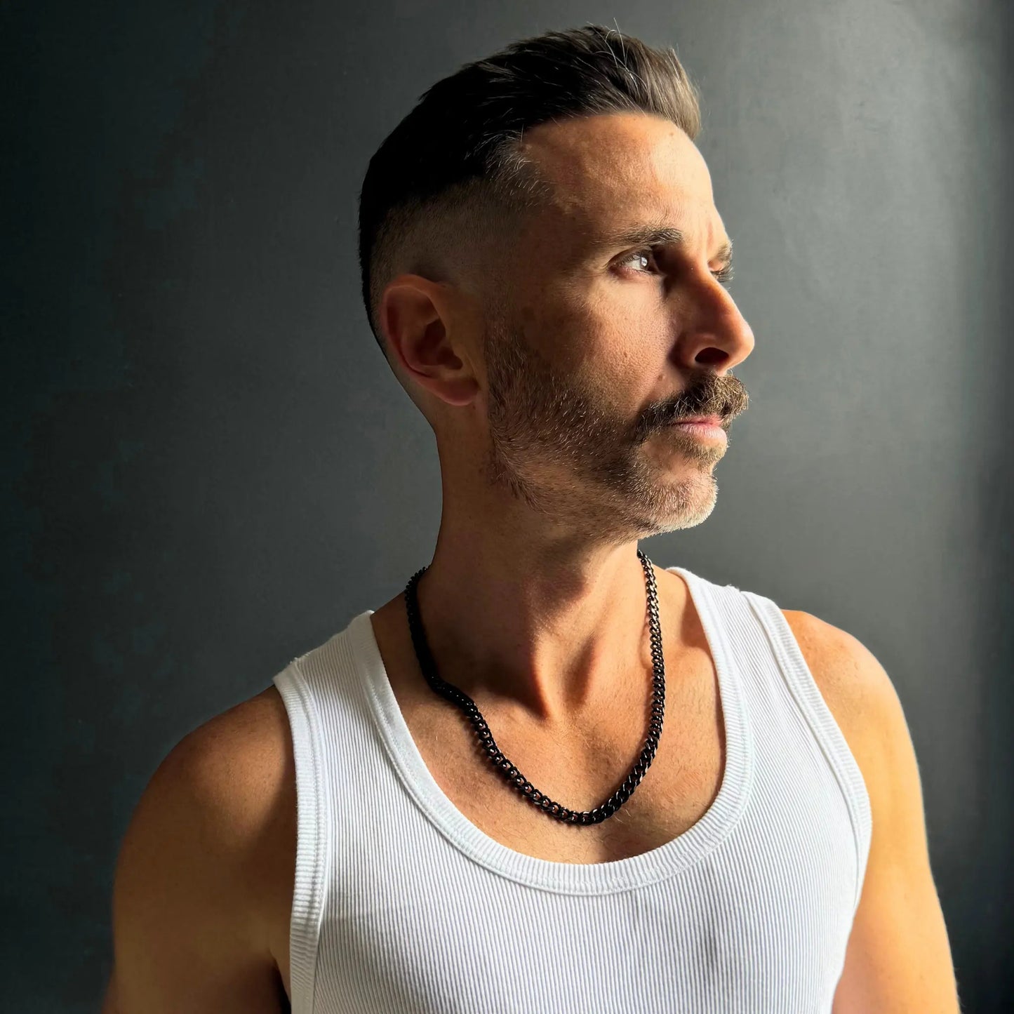 Black 7mm Curb Chain Necklace