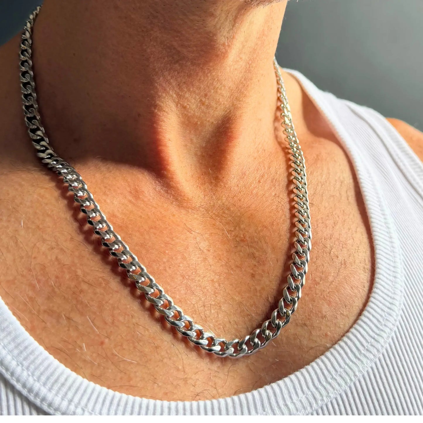 Silver 7mm Curb Chain Necklace