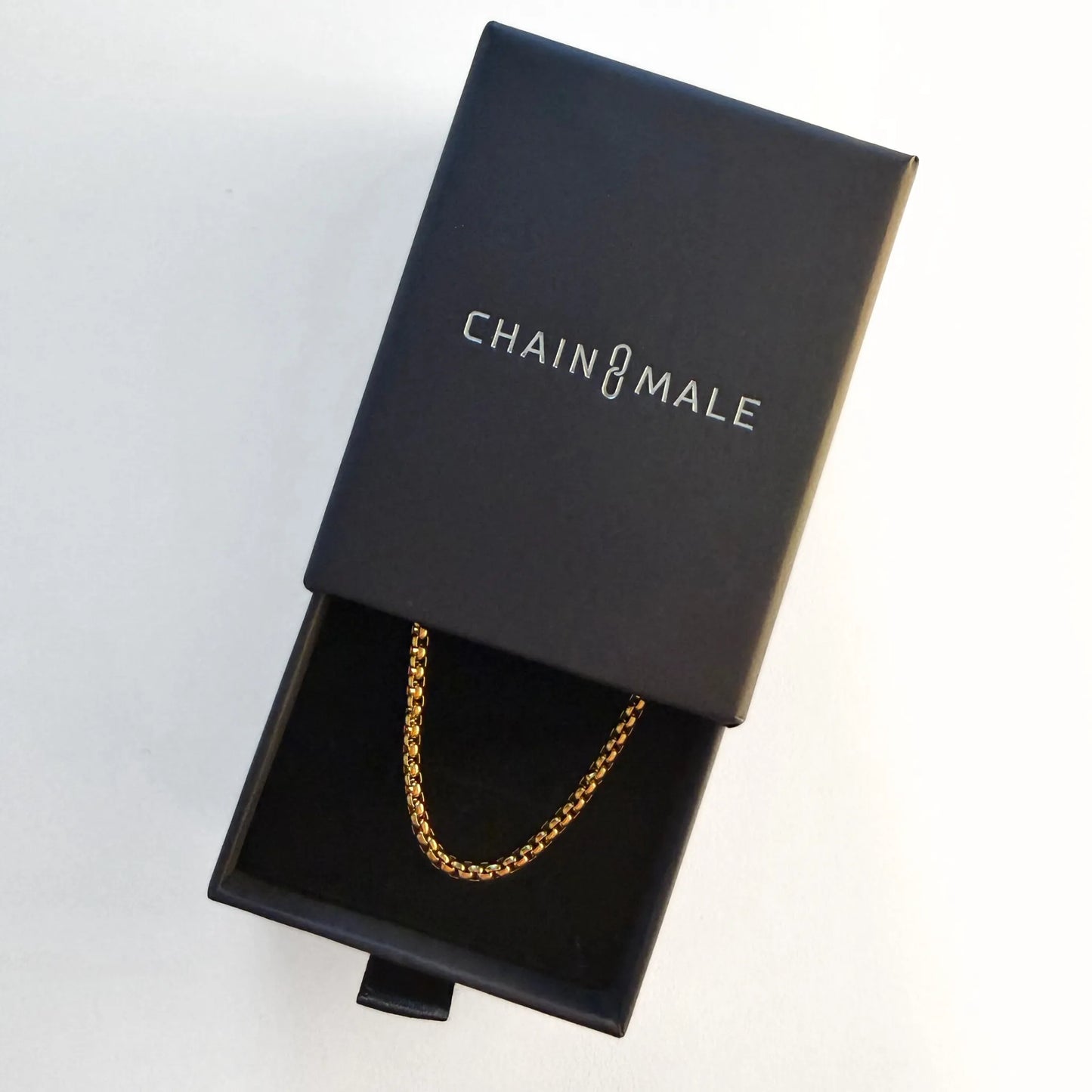 Chain Male gold rolo chain necklace in branded gift box, gold plated stainless steel men's jewellery