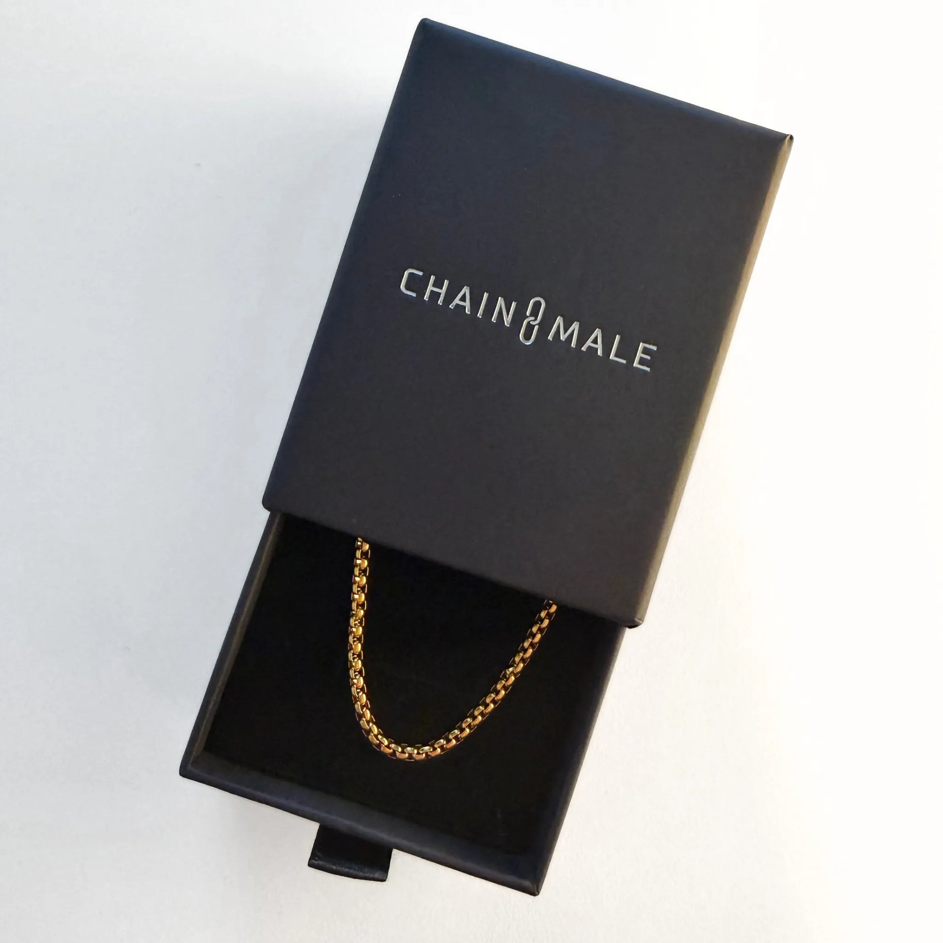 Chain Male gold rolo chain necklace in branded gift box, gold plated stainless steel men's jewellery