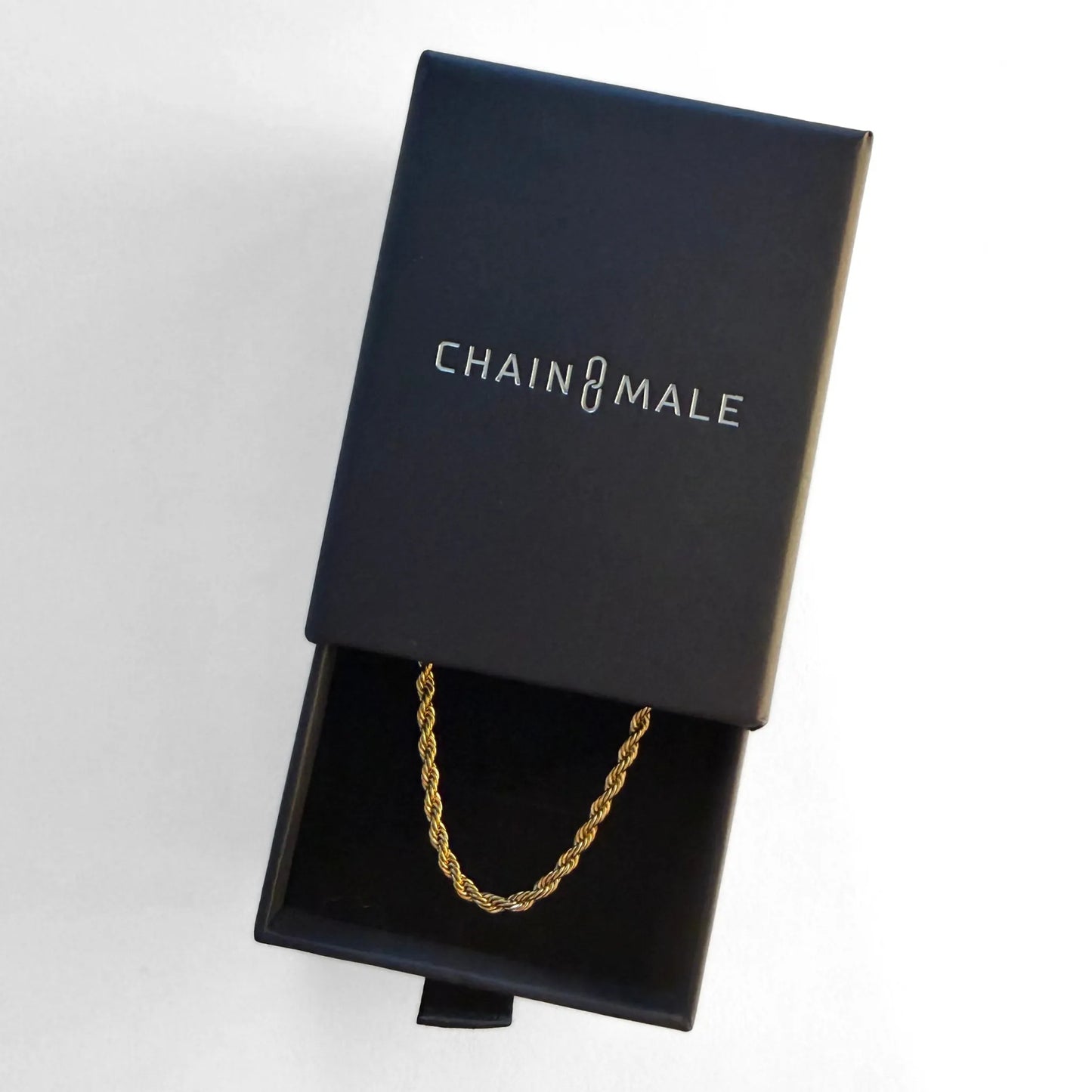 Chain Male gold rope chain necklace in branded gift box, gold plated stainless steel men's jewellery